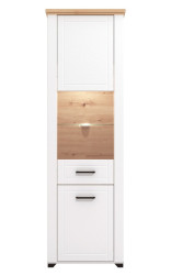 Vysoká vitrína s kompletním osvětlením lotta - bílá/dub artisan