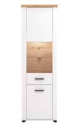 Vysoká vitrína s vnitřním osvětlením lotta - bílá/dub artisan