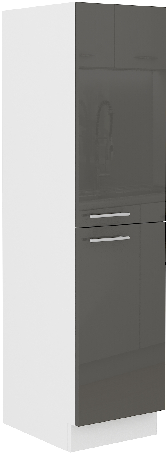 Vyšší potravinová skříňka Lara 30 DK-162 2F CARGO Barva korpusu: Bílá, Barva dvířek: Šedý lesk