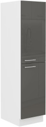 Vyšší potravinová skříňka Lara 30 DK-162 2F CARGO Barva korpusu: Bílá, Barva dvířek: Šedý lesk
