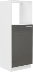 Vyšší skříňka na vestavnou troubu Lara 60 DKPL-162 1F BB Barva korpusu: Bílá, Barva dvířek: Šedý lesk
