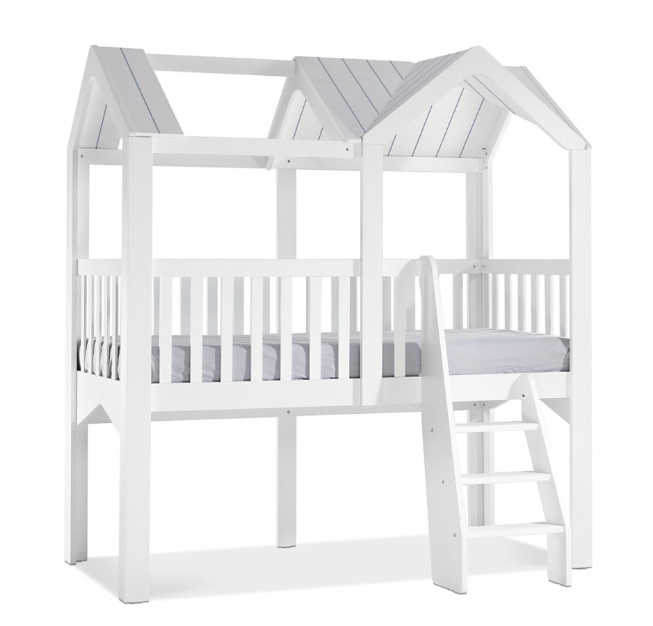 Vyvýšená domečková postel 90x200 dundee - bílá