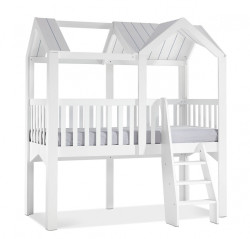 Vyvýšená domečková postel 90x200 dundee - bílá