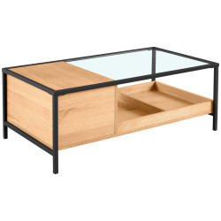 Waldwelt KONFERENČNÍ STOLEK, čiré, černá, barvy dubu, dřevo, kov, sklo, kompozitní dřevo, 110/60/40 cm