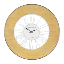 WOMO-DESIGN NÁSTĚNNÉ HODINY Alfheim, velké, Ø 85 cm, kulaté, bílá-přírodní, ze dřeva a kovu