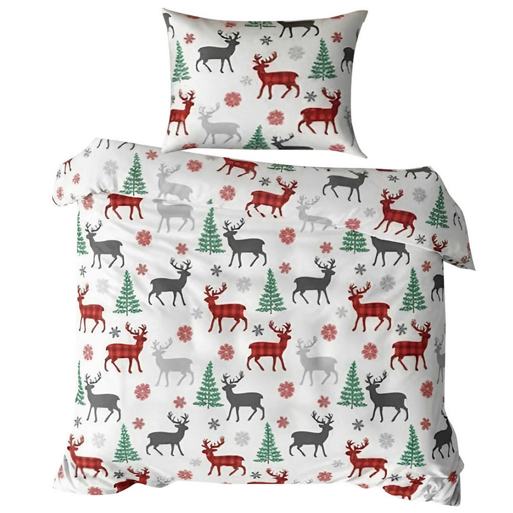 X-Mas POVLEČENÍ, renforcé, šedá, zelená, červená, bílá, 135/200 cm