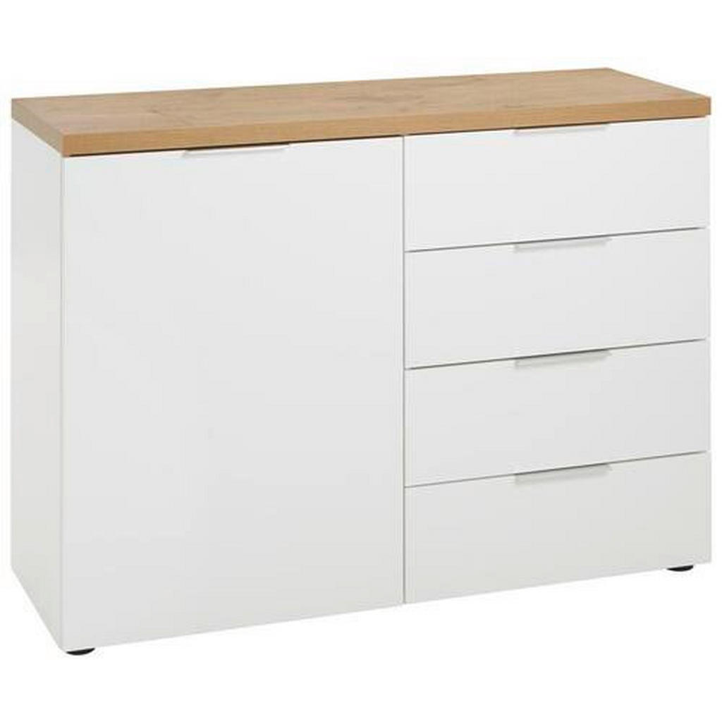 Xora KOMODA, bílá, barvy dubu, 120/89/43 cm