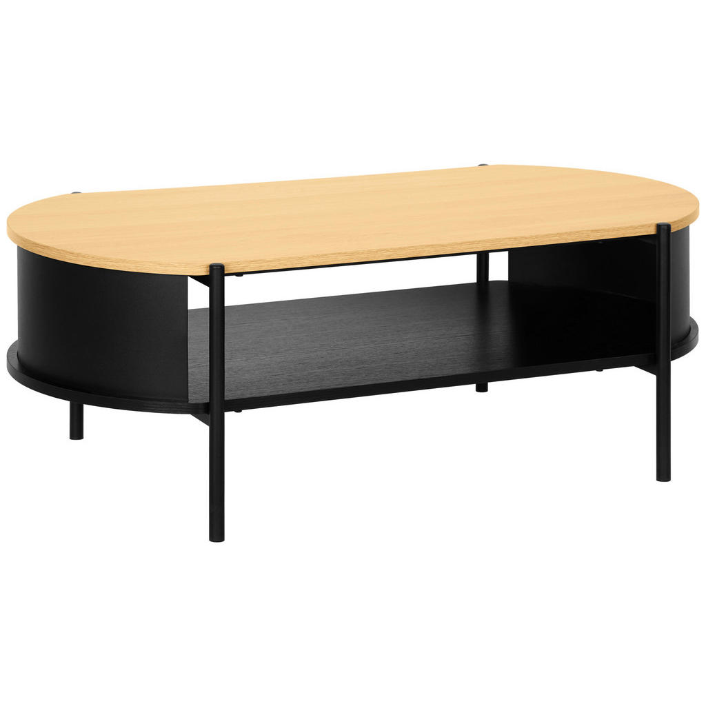 Xora KONFERENČNÍ STOLEK, přírodní barvy, černá, kov, kompozitní dřevo, 100/54/36,5 cm