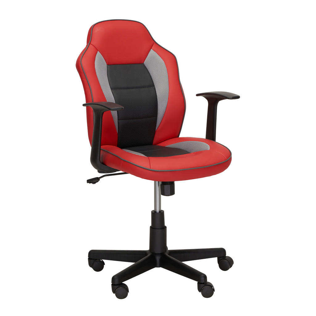 Xora OTOČNÁ ŽIDLE PRO MLÁDEŽ, vzhled kůže, šedá, červená, černá