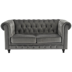 Xora POHOVKA CHESTERFIELD, dřevo, textil, šedá, černá
