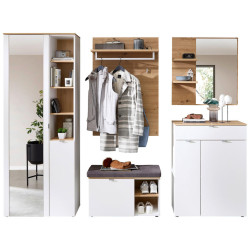 Xora PŘEDSÍŇOVÁ STĚNA, bílá, dub artisan, 264/202/38 cm