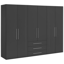 Xora ŠATNÍ SKŘÍŇ S OTOČNÝMI DVEŘMI, antracitová, vysoce lesklá antracitová, 292,8/218,6/59,6 cm