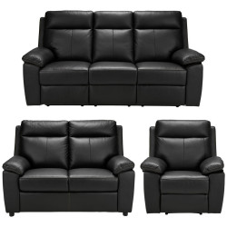 Xora SEDACÍ SOUPRAVA 3+2+1, textil, kůže, černá