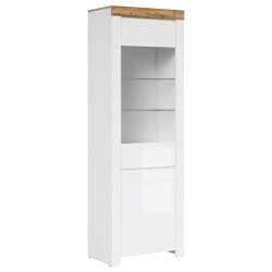 XXXL VITRÍNA, bílá, dub wotan, vysoce lesklá bílá, 68/203,5/42 cm