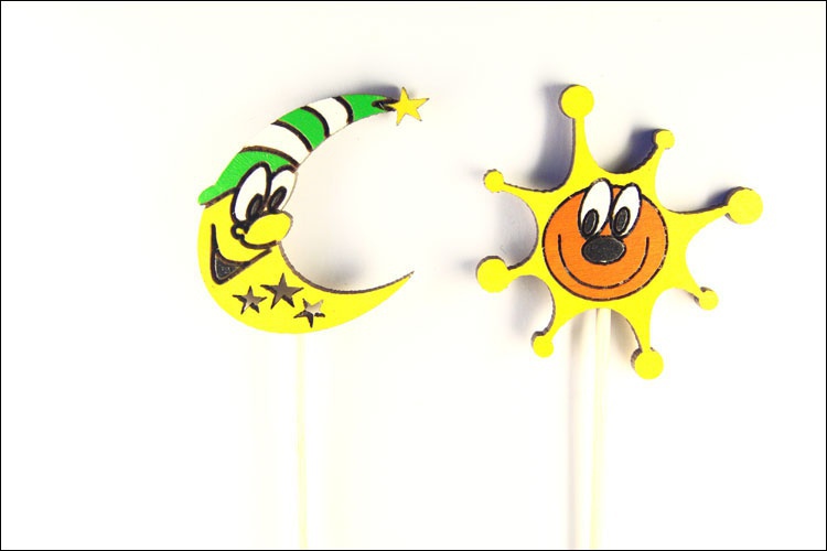 Zápichy do květináče - sluníčko a měsíček