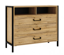 Zásuvková komoda shelby - dub bartex/černá