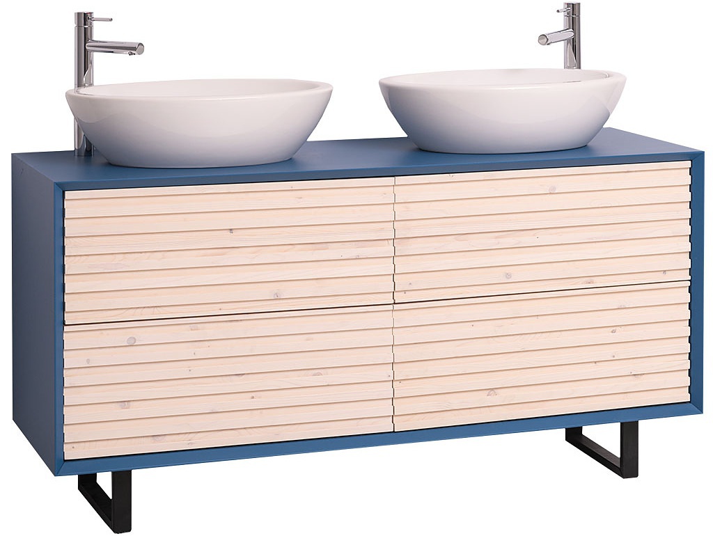 Zásuvková skříňka pro 2 umyvadla layne 760 - modrá/béžová
