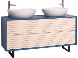 Zásuvková skříňka pro 2 umyvadla layne 760 - modrá/béžová