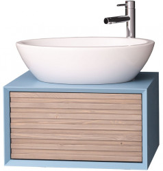 Závěsná 1-zásuvková skříňka pro umyvadlo layne 755 - modrá/hnědá