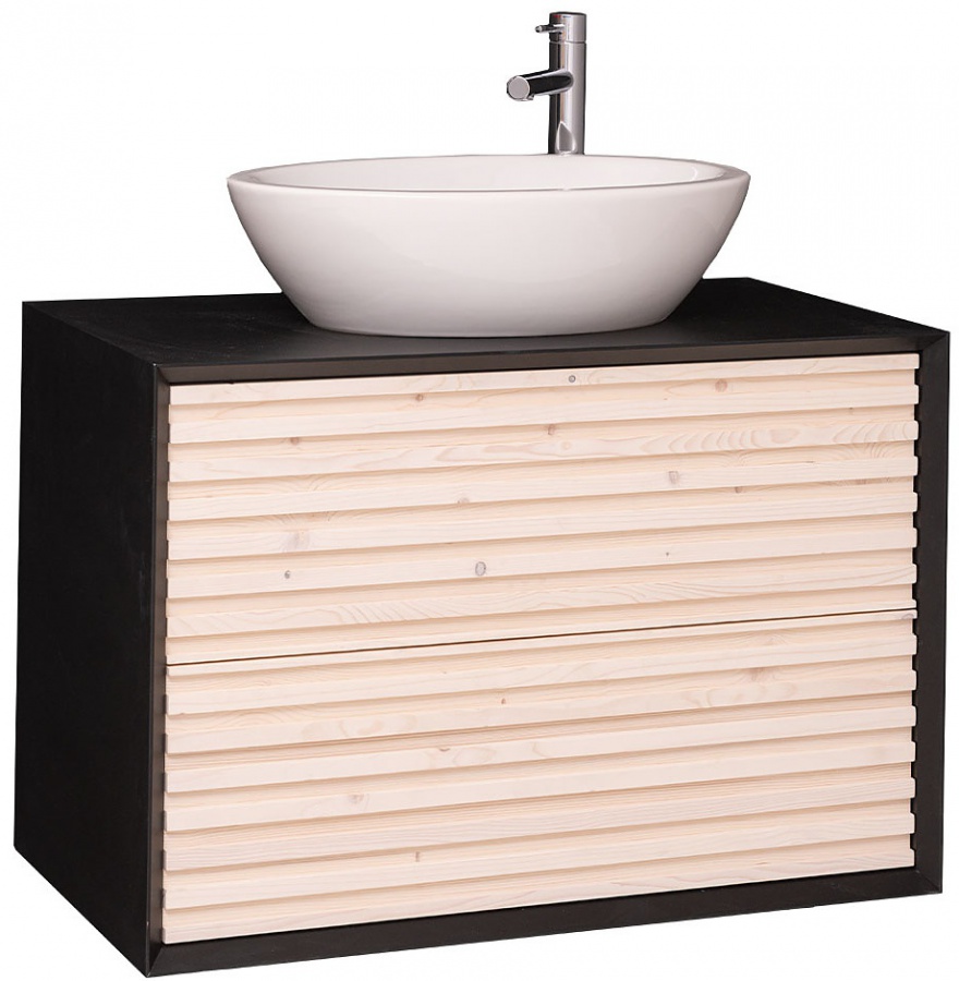 Závěsná 2-zásuvková skříňka pro umyvadlo layne 756 - černá/béžová