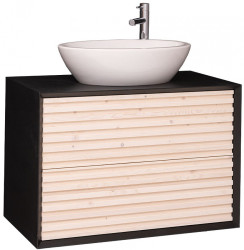 Závěsná 2-zásuvková skříňka pro umyvadlo layne 756 - černá/béžová