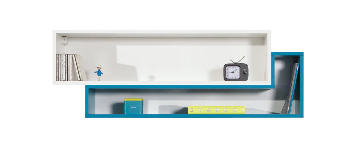 Závěsná police moli 14 - bílý lux/tyrkys