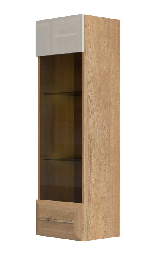 Závěsná vitrína hagop - ořech pacifik/béžová