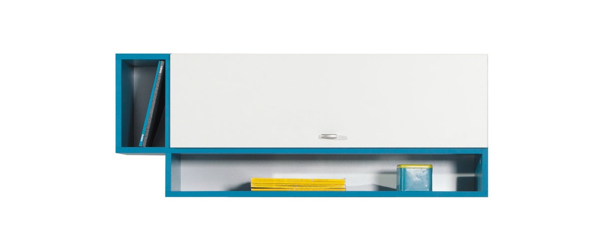 Závěsný regál moli 13 - bílý lux/tyrkys