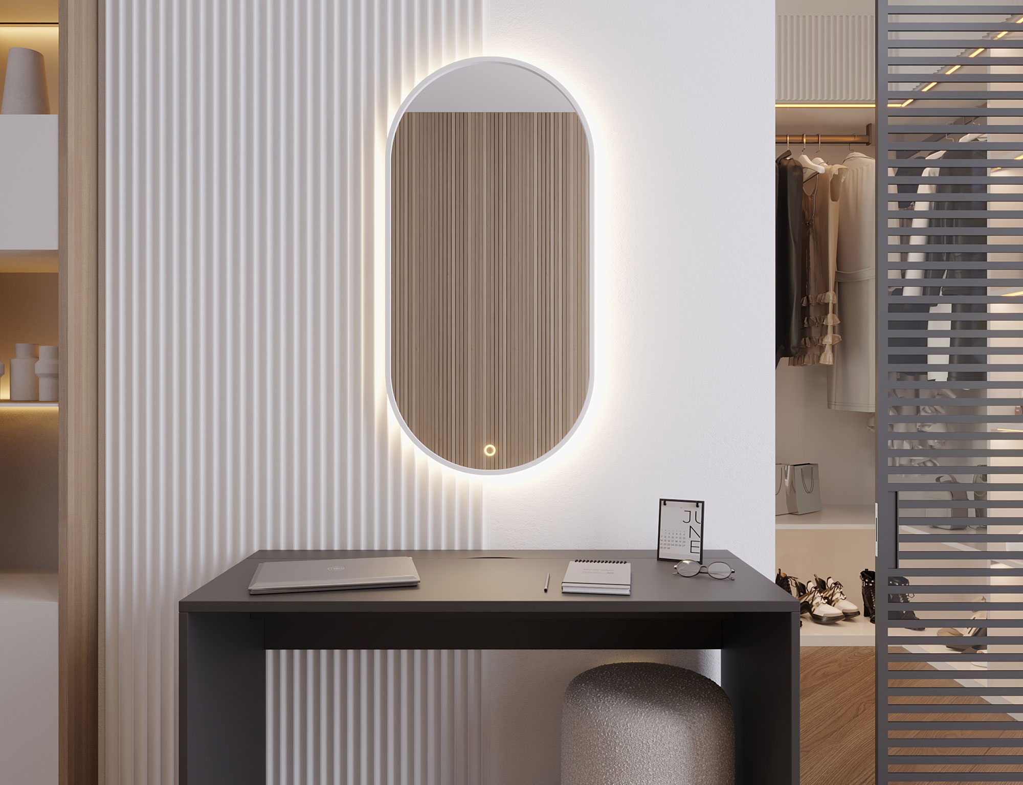 Zrcadlo Arducati Barva korpusu: Bílá, Varianta: Osvětlení A