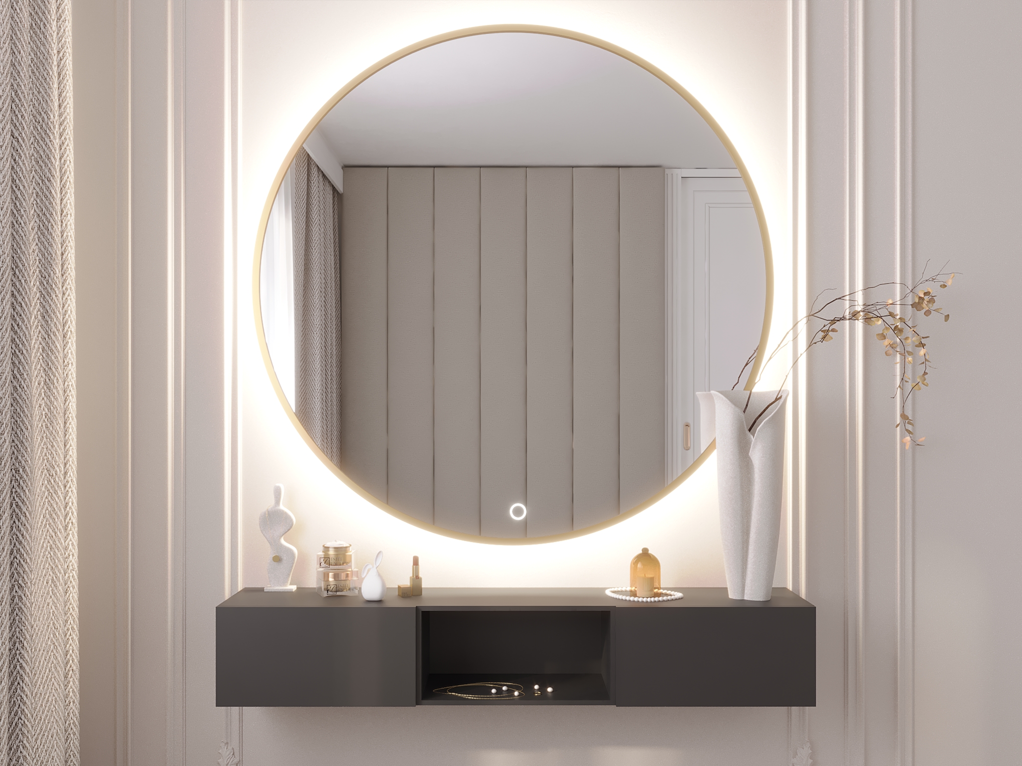 Zrcadlo Gerbinie Rozměry: 80 cm, Varianta: Osvětlení A